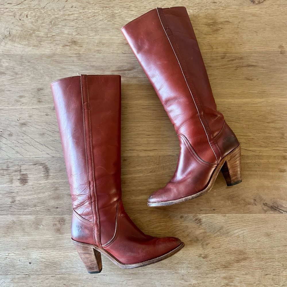 Frye Tall Campus Riding Leather Vintage Boots Dex - Size 7.5